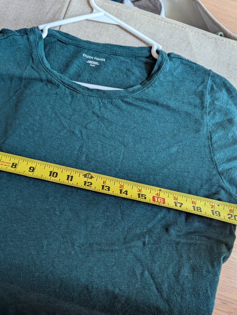 Eileen Fisher Organic Linen Jersey Crew Neck Tee  Teal - Picture 5 of 5